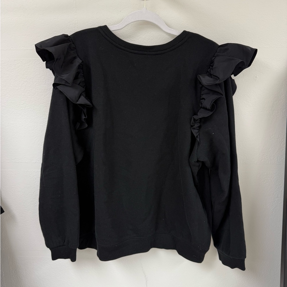 Express Black Ruffled Sweatshirt - Picture 3 of 3